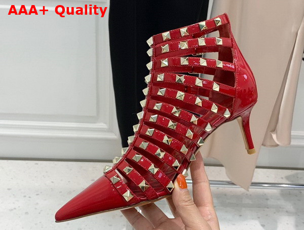 Valentino Rockstud Patent Leather Boot 100mm Red Replica