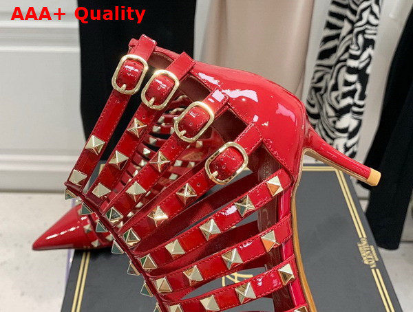 Valentino Rockstud Patent Leather Boot 100mm Red Replica