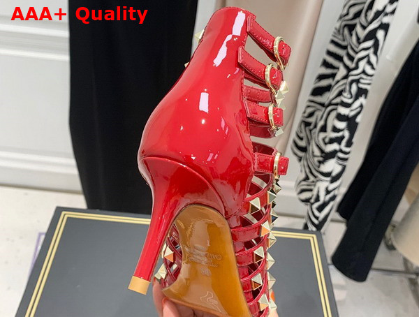 Valentino Rockstud Patent Leather Boot 100mm Red Replica