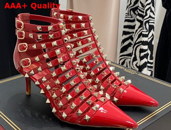 Valentino Rockstud Patent Leather Boot 100mm Red Replica