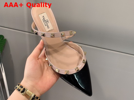 Valentino Rockstud Patent Leather Mule 50mm Black Replica