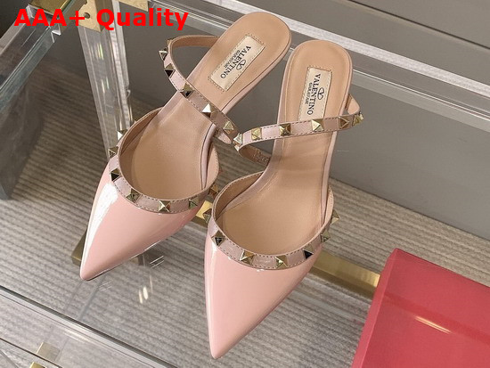 Valentino Rockstud Patent Leather Mule 50mm Pink Replica