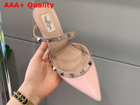 Valentino Rockstud Patent Leather Mule 50mm Pink Replica