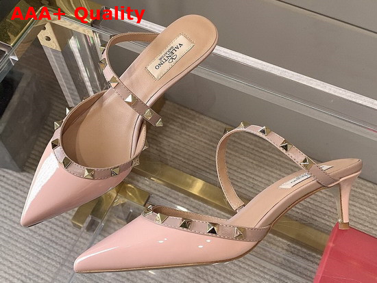 Valentino Rockstud Patent Leather Mule 50mm Pink Replica