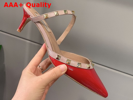 Valentino Rockstud Patent Leather Mule 50mm Red Replica