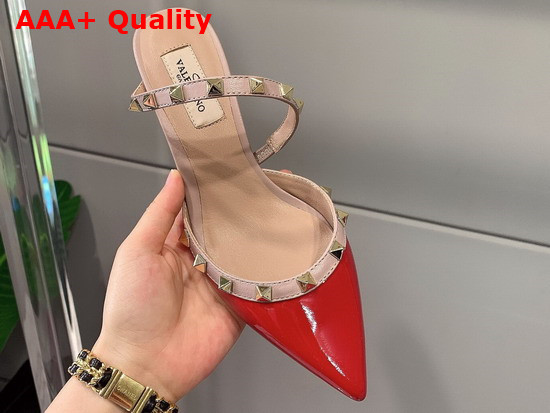 Valentino Rockstud Patent Leather Mule 50mm Red Replica