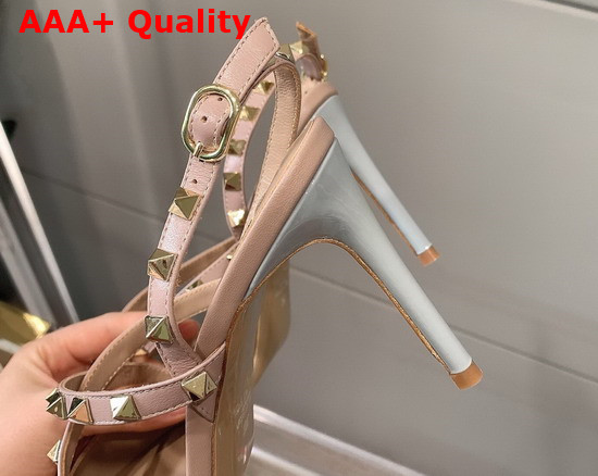 Valentino Rockstud Patent Leather Slingback Pump 100mm Light Blue Poudre Replica