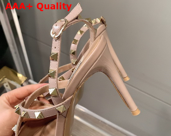 Valentino Rockstud Patent Leather Slingback Pump 100mm Nude Replica