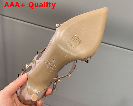 Valentino Rockstud Patent Leather Slingback Pump 100mm Nude Replica