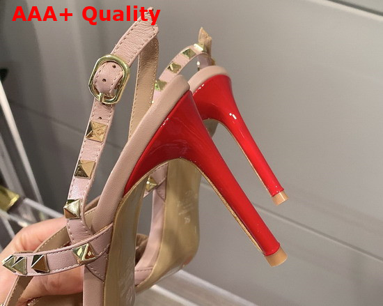 Valentino Rockstud Patent Leather Slingback Pump 100mm Red Poudre Replica