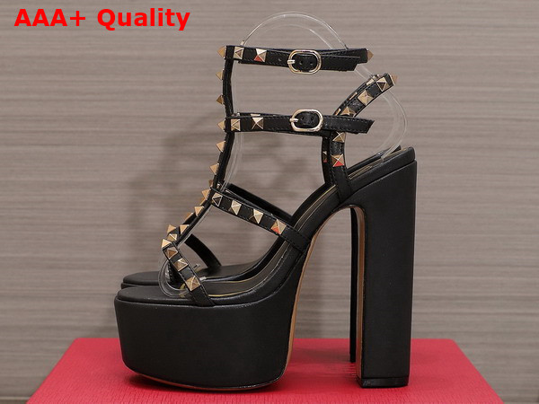 Valentino Rockstud Platform Sandal in Black Calfskin Replica