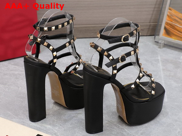 Valentino Rockstud Platform Sandal in Black Calfskin Replica