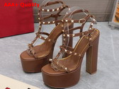 Valentino Rockstud Platform Sandal in Brown Calfskin Replica