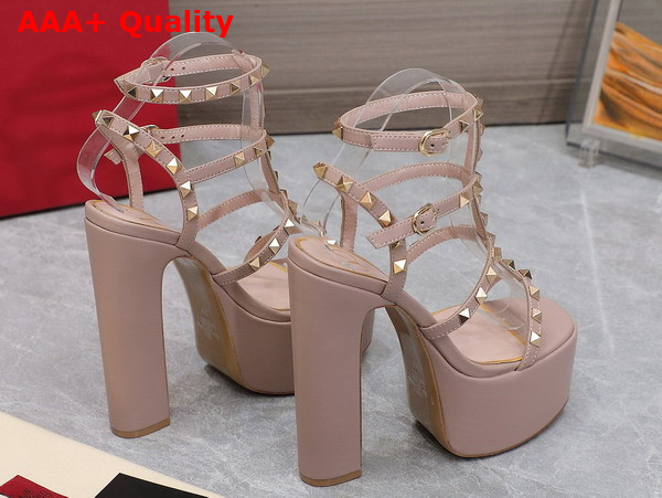 Valentino Rockstud Platform Sandal in Nude Calfskin Replica