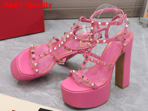 Valentino Rockstud Platform Sandal in Pink Calfskin Replica