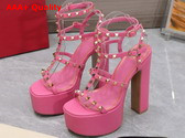 Valentino Rockstud Platform Sandal in Pink Calfskin Replica