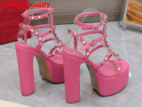 Valentino Rockstud Platform Sandal in Pink Calfskin Replica