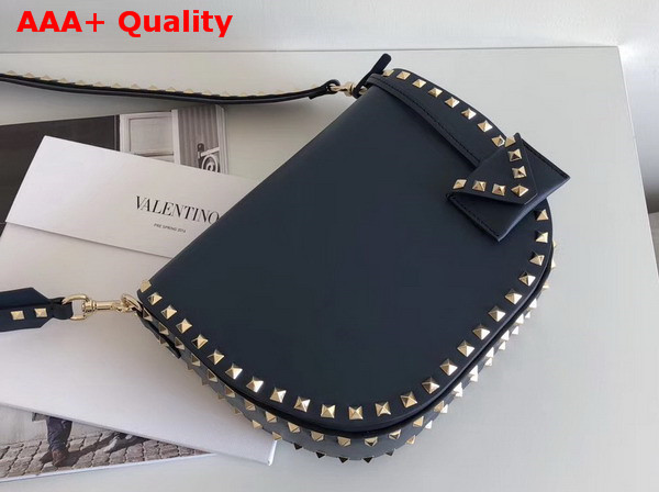 Valentino Rockstud Shoulder Bag Navy Blue Calfskin Replica