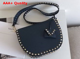 Valentino Rockstud Shoulder Bag Navy Blue Calfskin Replica