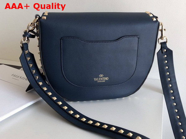 Valentino Rockstud Shoulder Bag Navy Blue Calfskin Replica