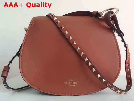 Valentino Rockstud Shoulder Bag in Brown Calfskin Replica