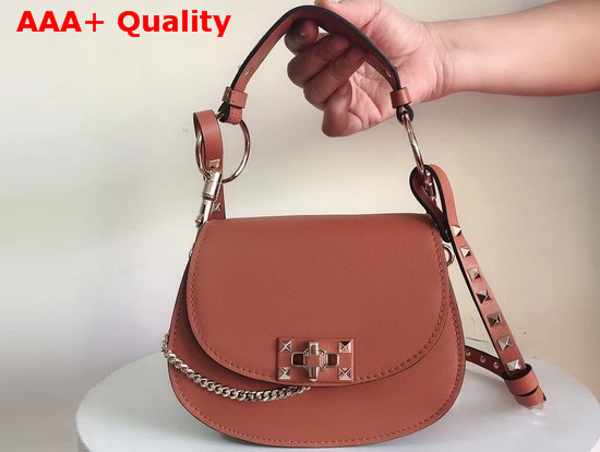 Valentino Rockstud Shoulder Bag in Brown Calfskin Replica