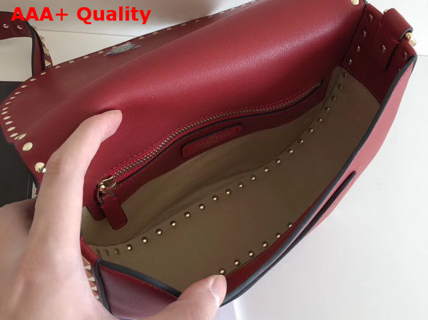 Valentino Rockstud Shoulder Bag in Red Calfskin Replica