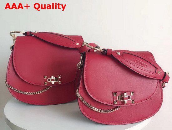 Valentino Rockstud Shoulder Bag in Red Smooth Calfskin Replica