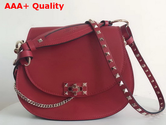 Valentino Rockstud Shoulder Bag in Red Smooth Calfskin Replica