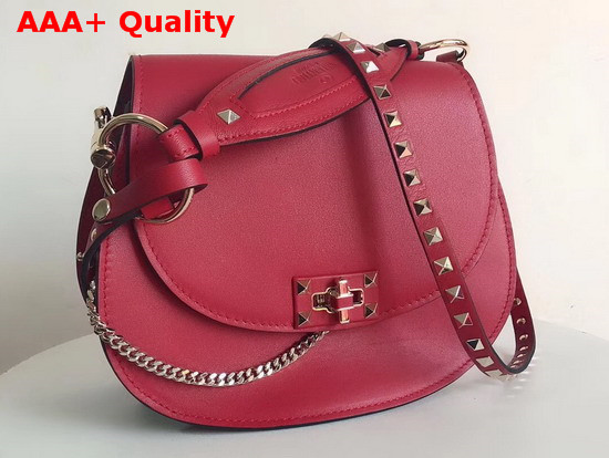 Valentino Rockstud Shoulder Bag in Red Smooth Calfskin Replica