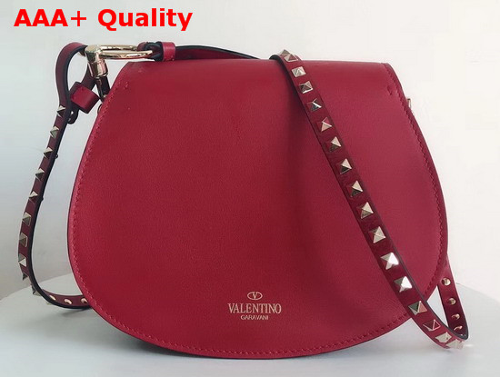 Valentino Rockstud Shoulder Bag in Red Smooth Calfskin Replica