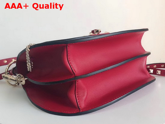 Valentino Rockstud Shoulder Bag in Red Smooth Calfskin Replica