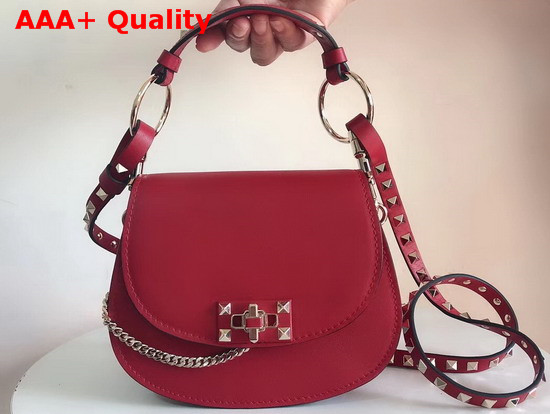 Valentino Rockstud Shoulder Bag in Red Smooth Calfskin Replica