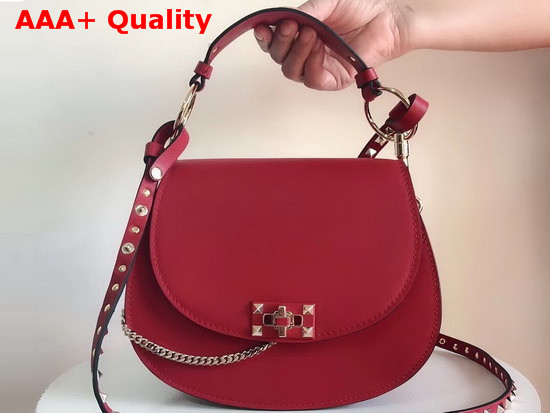 Valentino Rockstud Shoulder Bag in Red Smooth Calfskin Replica