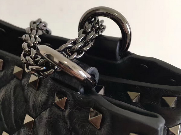 Valentino Rockstud Spike Tote in Black Glossy Lambskin with Gun Metal For Sale