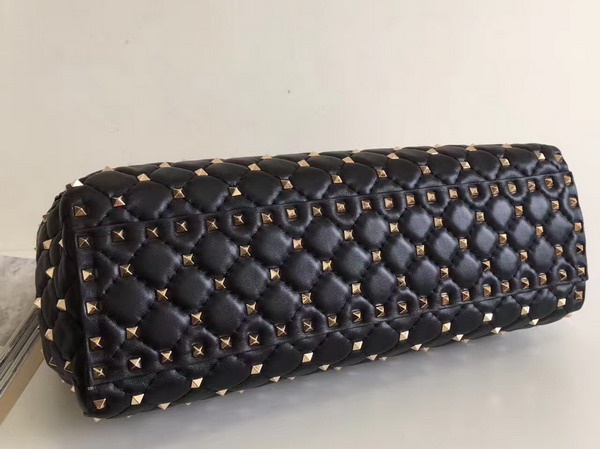 Valentino Rockstud Spike Tote in Black Lambskin with Gold Metal For Sale