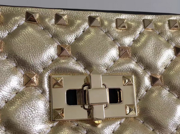 Valentino Rockstud Spike Tote in Gold Lambskin with Gold Metal For Sale