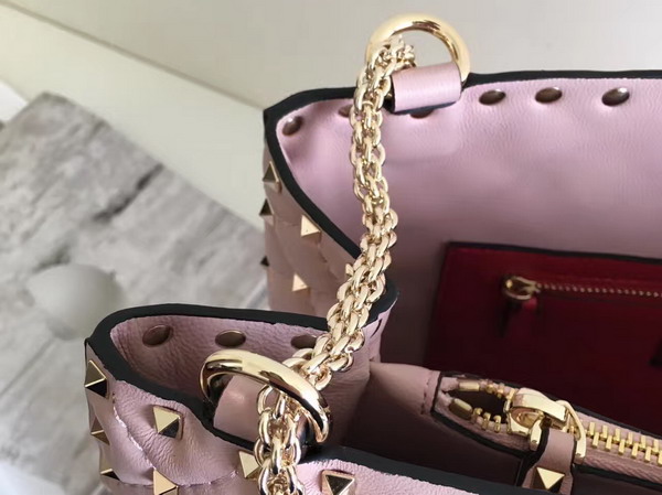 Valentino Rockstud Spike Tote in Pink Lambskin with Gold Metal For Sale