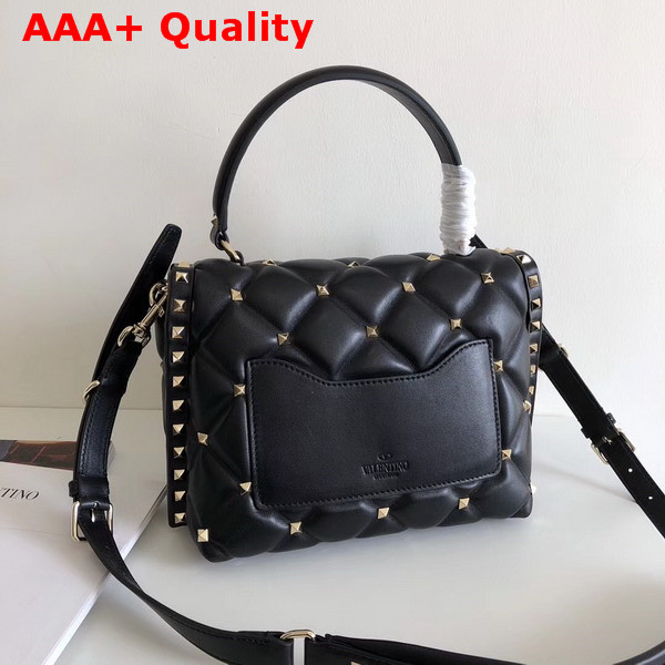 Valentino Rockstud Top Handle Bag in Black Soft Lambskin Leather Replica