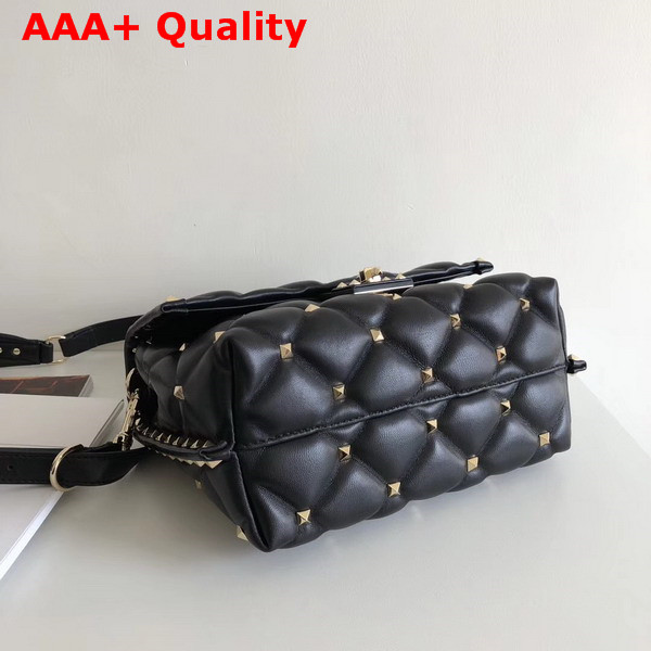 Valentino Rockstud Top Handle Bag in Black Soft Lambskin Leather Replica