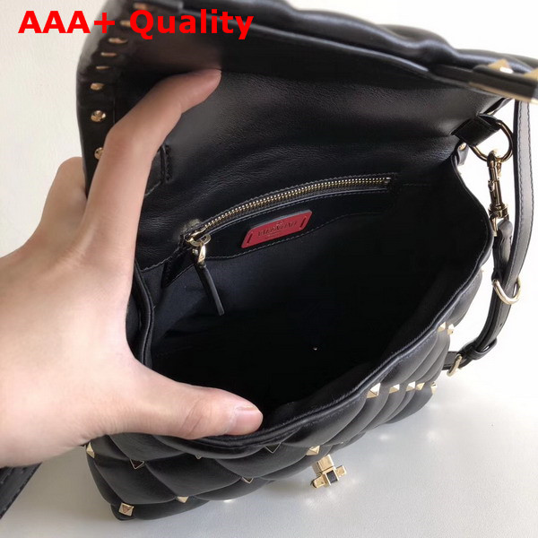 Valentino Rockstud Top Handle Bag in Black Soft Lambskin Leather Replica