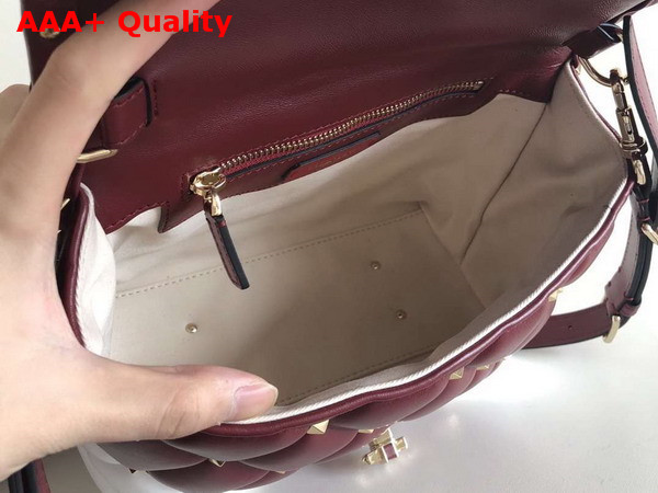 Valentino Rockstud Top Handle Bag in Burgundy and White Soft Lambskin Replica