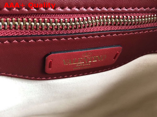 Valentino Rockstud Top Handle Bag in Burgundy and White Soft Lambskin Replica