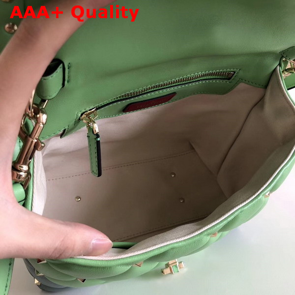 Valentino Rockstud Top Handle Bag in Green and Light Blue Soft Lambskin Leather Replica