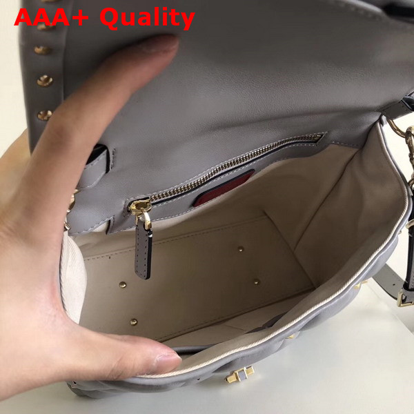 Valentino Rockstud Top Handle Bag in Grey Soft Lambskin Leather Replica