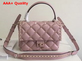 Valentino Rockstud Top Handle Bag in Pink Soft Lambskin Leather Replica