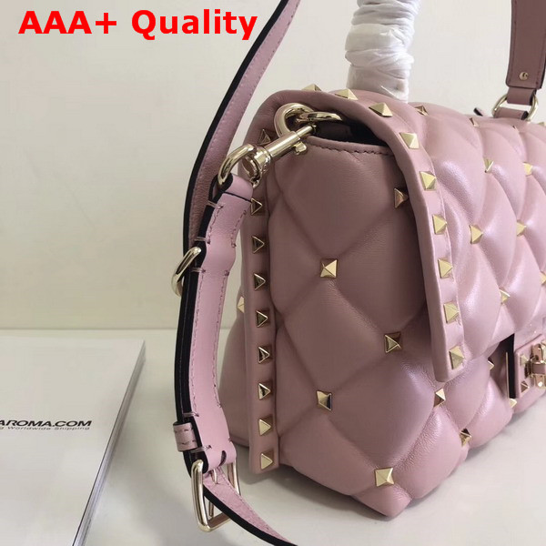 Valentino Rockstud Top Handle Bag in Pink Soft Lambskin Leather Replica