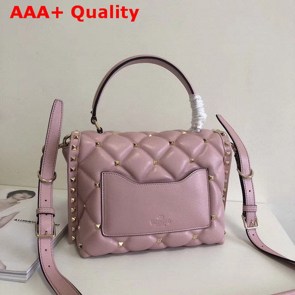 Valentino Rockstud Top Handle Bag in Pink Soft Lambskin Leather Replica