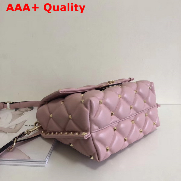 Valentino Rockstud Top Handle Bag in Pink Soft Lambskin Leather Replica