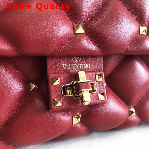 Valentino Rockstud Top Handle Bag in Red Soft Lambskin Leather Replica